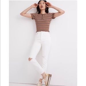 Madewell Perfect Vintage Crop Jean Tile White Knee Rip Edition